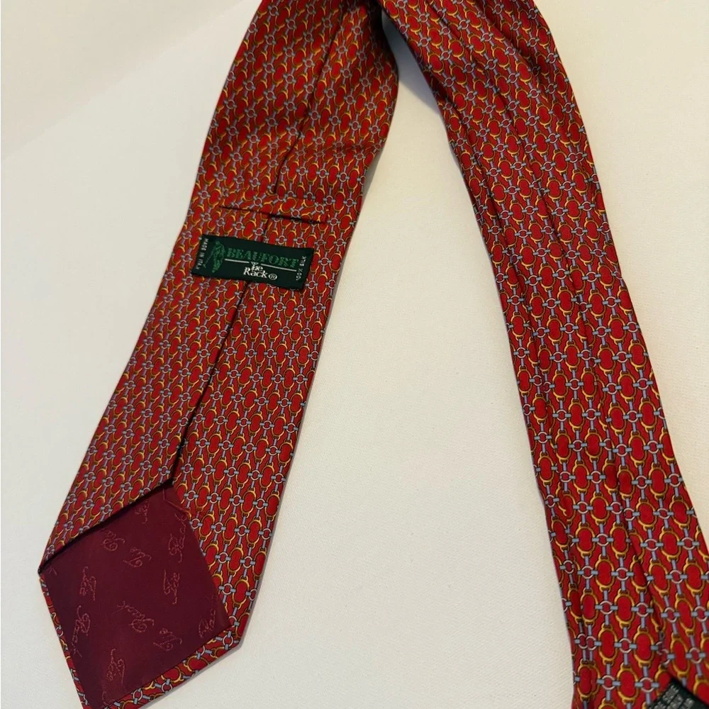 Beaufort‎ Elegant Red Patterned Men's 100% Silk Tie